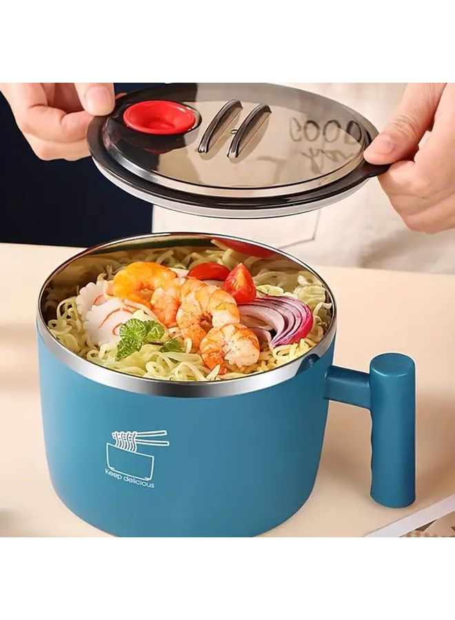 Black Portable Ramen Bowl With Lid And Handle Large Capacity Soup Noodle Salad Lunch Box - Image 2
